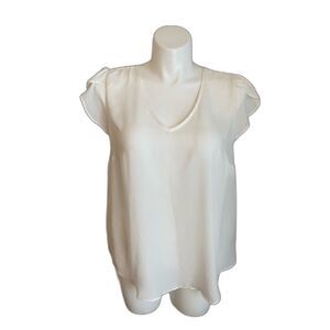 Torrid Short Sleeve Ruffle Blouse Womens Size Large White